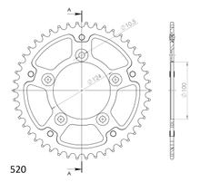Kettenrad Supersprox Stealth 520 LK 124,0mm Ø 100mm 43Z 5-Loch Aluminium / Stahl schwarz