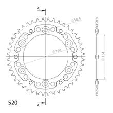 Pignon Supersprox Stealth 520 LK 160.0mm Ø 134mm 44Z 6 trous en aluminium/acier bleu