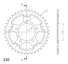 Pignon Supersprox Stealth 520 LK 100,0 mm Ø 80 mm 44T 5 trous en aluminium/acier bleu