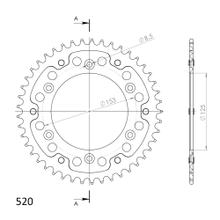 Chaîne Supersprox Stealth 520 LK 153,0 mm diamètre 125 mm 44T 6 trous aluminium/acier doré