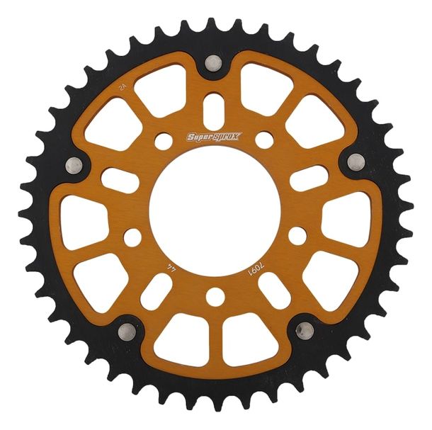 Kettenrad Supersprox Stealth 520 LK 100,0mm Ø 76mm 44Z 5-Loch Aluminium / Stahl gold