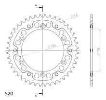 Supersprox Stealth 520 LK sprocket 156.0 mm diameter 136 mm 44T 6-hole aluminium/steel red
