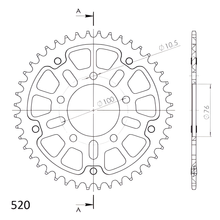 Kettenrad Supersprox Stealth 520 LK 100,0mm Ø 76mm 44Z 5-Loch Aluminium / Stahl rot