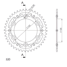 Chaîne Supersprox Stealth 520 LK 153,0 mm de diamètre 125 mm 44T à 6 trous en aluminium/acier noire