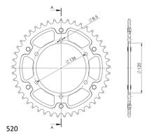Kettenrad Supersprox Stealth 520 LK 136,0mm Ø 120mm 45Z 6-Loch Aluminium / Stahl gold