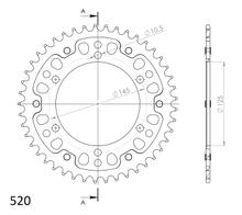 Rozetka Supersprox Stealth 520 dělicí rozteč 145,0mm průměr 125mm 45 zubů 6 děr hliník / ocel zlatá
