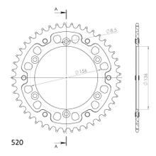 Ozubené kolo řetězu Supersprox Stealth 520 rozteč 156,0mm průměr 136mm 45 zubů 6 děr hliník / ocel zlatá