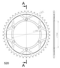Pastorek řetězový Supersprox Stealth 520 dělicí rozteč 150,0mm průměr 134mm 45 zubů 6 děr hliník / ocel zlatá