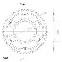 Supersprox Stealth 520 LK 130,0 mm Ø 110 mm 45Z 6 trous aluminium/acier doré