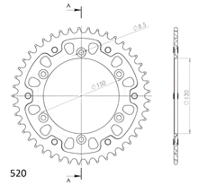 Piñón naranja de aluminio/acero Supersprox Stealth 520 LK 150,0 mm Ø 130 mm 45Z