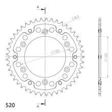 Ruota a catena rossa Supersprox Stealth 520 LK 153,0 mm Ø 125 mm 45Z a 6 fori in alluminio/acciaio