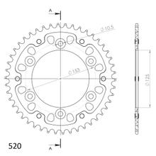 Ruota a catena rossa Supersprox Stealth 520 LK 153,0 mm Ø 125 mm 45Z a 6 fori in alluminio/acciaio