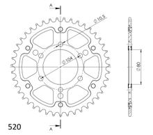 Piñón rojo de aluminio/acero Supersprox Stealth 520 LK 104,0 mm Ø 80 mm 45Z