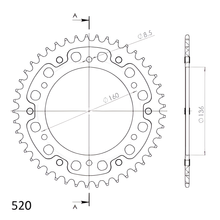 Piñón negro de aluminio/acero Supersprox Stealth 520 LK 160,0 mm Ø 136 mm 45Z