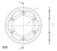 Kettingtandwiel Supersprox Stealth 520 Steek 150,0mm Diameter 125mm 45 Tanden 6-Gats Aluminium / Staal zwart