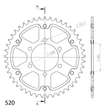 Supersprox Stealth 520 LK 100.0mm Ø 80mm 45Z 6-hole aluminium/steel silver sprocket