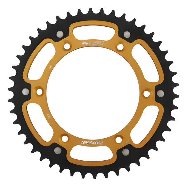 Pignon Supersprox Stealth 520 LK 150.0mm Ø 130mm 46Z 6 trous en aluminium/acier doré