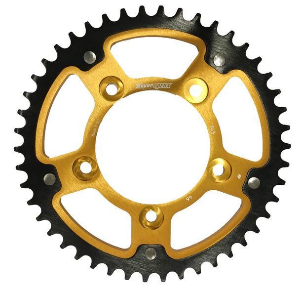 Supersprox Stealth 520 LK 124,0 mm diametro 100 mm 46T 5 fori in alluminio/acciaio dorato