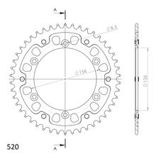 Pignone Supersprox Stealth 520 LK 156,0 mm diametro 136 mm 46Z 6 fori in alluminio/acciaio rosso
