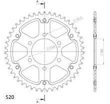 Chaîne Supersprox Stealth 520 LK 104,0 mm Ø 80 mm 46T 6 trous en aluminium/acier noire