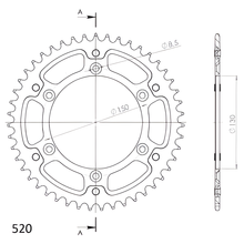 Supersprox Stealth 520 LK 150,0 mm Ø 130 mm 46Z Pignone nero a 6 fori in alluminio/acciaio
