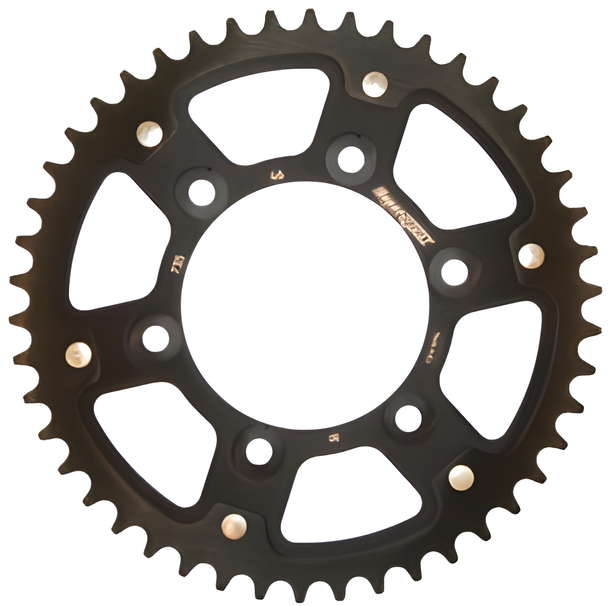 Piñón negro de aluminio/acero Supersprox Stealth 520 LK 124,0 mm Ø 100 mm 46T con 6 orificios