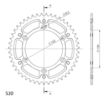Supersprox Stealth 520 LK 152,0mm Ø 130mm 47Z 6-hole aluminium/steel blue sprocket