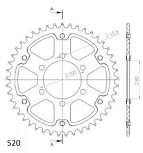 Kettenrad Supersprox Stealth 520 LK 100,0mm Ø 80mm 47Z 6-Loch Aluminium / Stahl blau