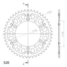 Koło zębate łańcuchowe Supersprox Stealth 520 Rozstaw śrub 150,0mm Średnica 130mm 47 zębów 6 otworów Aluminium / Stal złoty