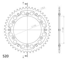 Zębatka łańcuchowa Supersprox Stealth 520 rozstaw śrub 170,0mm średnica 148mm 47 zębów 6 otworów aluminium / stal złoty
