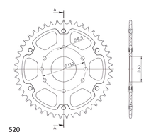 Supersprox Stealth 520 LK 110,0 mm Ø 63 mm 47Z 8 trous aluminium/acier doré