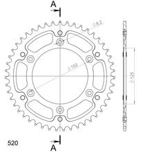 Supersprox Stealth 520 LK 152,0mm Ø 125mm 47Z 6 trous aluminium/acier doré