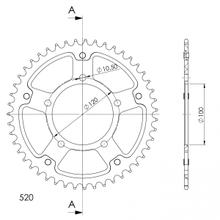 Pignon Supersprox Stealth 520 LK 120,0 mm Ø 100 mm 49Z 5 trous en aluminium/acier doré