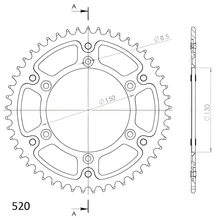 Supersprox Stealth 520 LK 150.0mm Ø 130mm 49Z 6-hole aluminium/steel orange sprocket