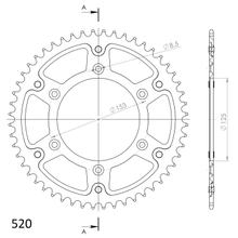 Chaîne rouge Supersprox Stealth 520 LK 153,0 mm de diamètre 125 mm 49Z à 6 trous en aluminium/acier