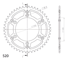 Supersprox Stealth 520 LK 150.0mm Ø 125mm 49Z 6-hole aluminium/steel silver sprocket