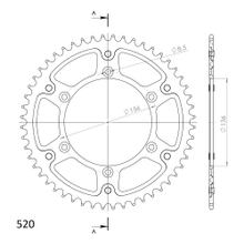 Pinhão Supersprox Stealth 520 PCD 156,0mm Diâmetro 136mm 50 Dentes 6 Furos Alumínio / Aço dourado