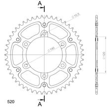Ruota a catena in alluminio/acciaio dorato Supersprox Stealth 520 LK 140,0 mm Ø 120 mm 50Z