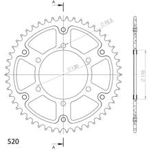 Kettenrad Supersprox Stealth 520 LK 130,0mm Ø 110mm 50Z 6-Loch Aluminium / Stahl rot