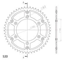 Supersprox Stealth 520 LK 152,0mm Ø 125mm 51Z Pignone a 6 fori in alluminio/acciaio argentato