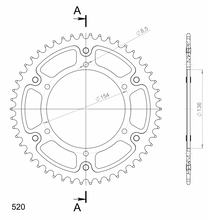 Pignone Supersprox Stealth 520 LK 154,0 mm di diametro 136 mm 52Z a 6 fori in alluminio/acciaio blu