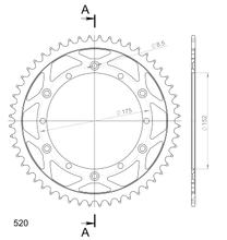 Supersprox Stealth 520 LK 175,0 mm Ø 152 mm 52T Pignone dorato a 6 fori in alluminio/acciaio