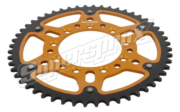 Kettenrad Supersprox Stealth 520 LK 124,0mm Ø 105mm 52Z 9-Loch Aluminium / Stahl gold