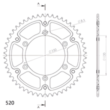 Supersprox Stealth 520 LK 150,0 mm Ø 130 mm 52Z Pignone arancione a 6 fori in alluminio/acciaio