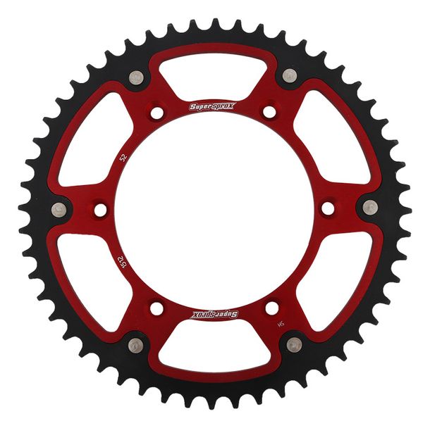 Kettenrad Supersprox Stealth 520 LK 156,0mm Ø 136mm 52Z 6-Loch Aluminium / Stahl rot