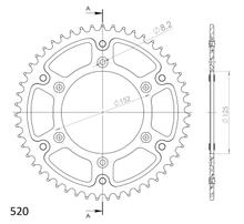 Pignone Supersprox Stealth 520 LK 152,0 mm diametro 125 mm 52T 6 fori in alluminio/acciaio nero