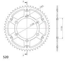 Supersprox Stealth 520 LK 150,0 mm Ø 125 mm 53Z Pignone blu a 6 fori in alluminio/acciaio