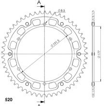 Supersprox Stealth 520 LK, 191,5 mm de diámetro, 177 mm, 53Z, 6 orificios, aluminio/acero dorado