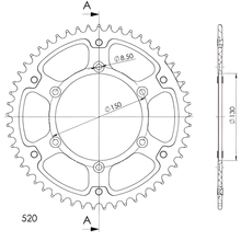 Supersprox Stealth 520 LK 150,0 mm Ø 130 mm 53Z 6 fori in alluminio/acciaio dorato