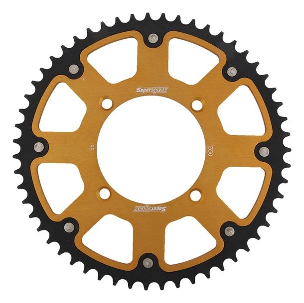Kettenrad Supersprox Stealth 520 LK 130,0mm Ø 110mm 55Z 4-Loch Aluminium / Stahl gold